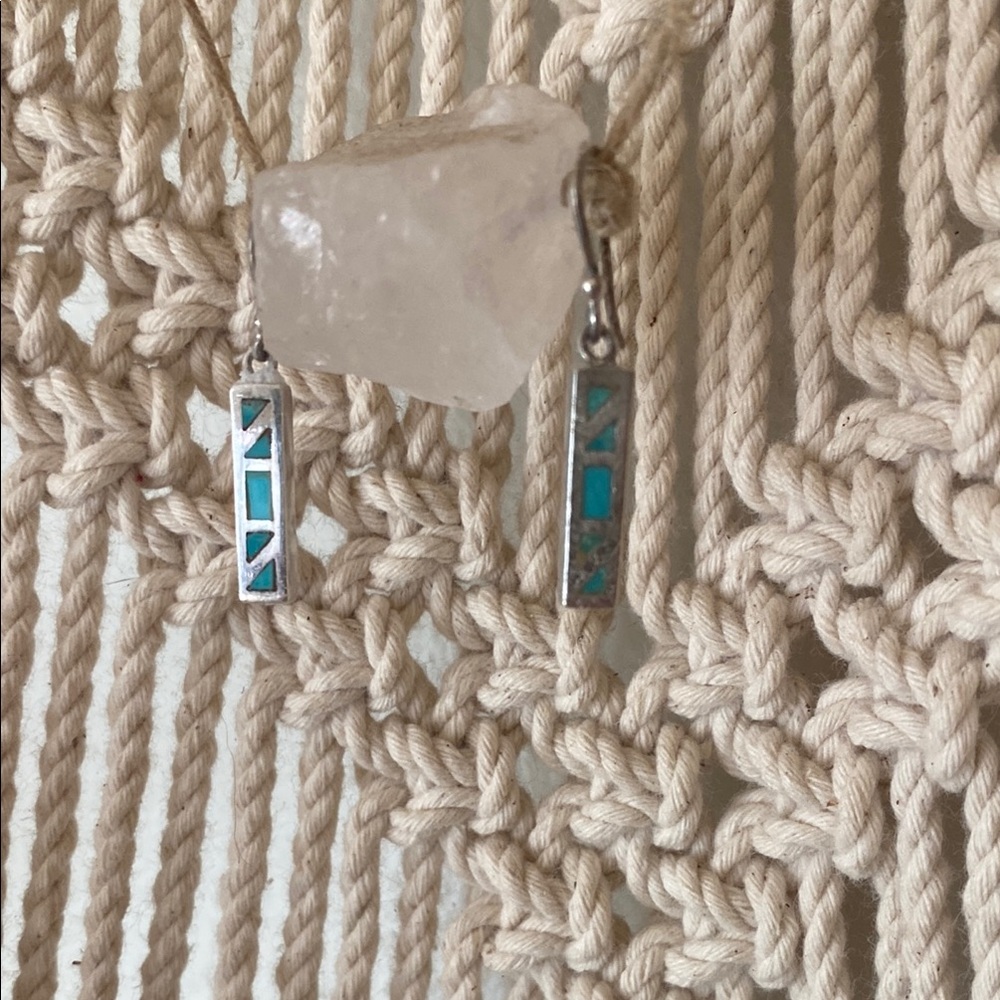 Silver and Turquoise Geometric Earrings